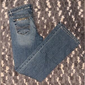 Caché Women's Blue Jeans with Embellished Pockets - sz4 (P15)
